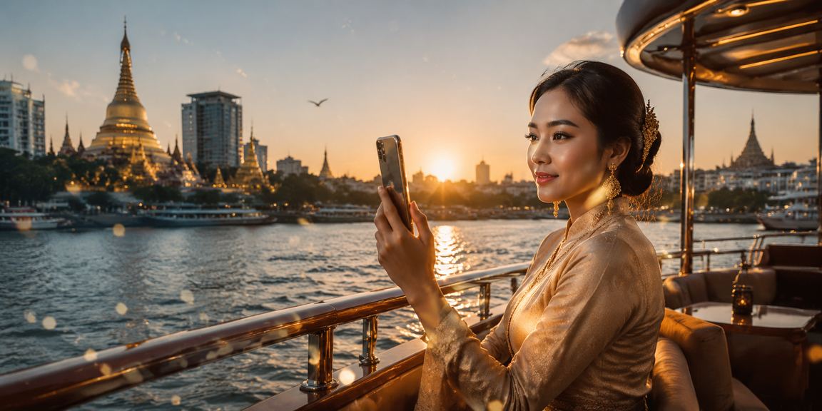 ယာန်ကုန်မြို့၊ ဆူလေတိုင်ဘုရားရှေ့တွင် ဖုန်းဖြင့် အားကစားပွဲမောင်းသူ